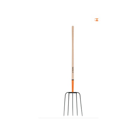 Bieldo para paja, 5 dientes, cabeza grande, mango 48'