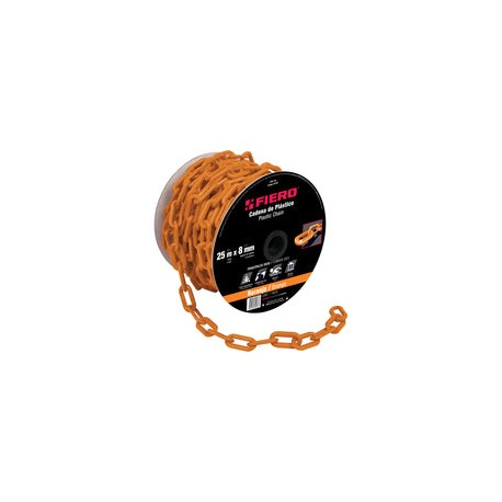 CADENA PLASTICA 8 MM X 25 MT NARANJA FIERO 44185
