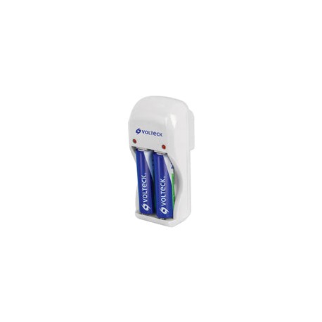 CARGADOR DE PILAS MINI CON 2 PILAS AA  VOLTECH 46044