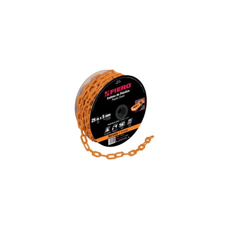 CADENA PLASTICA 5 MM X 25 MT NARANJA FIERO 44175