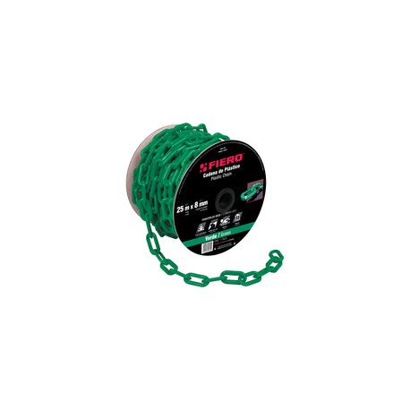 CADENA PLASTICA 8 MM X 25 MT VERDE FIERO 44184